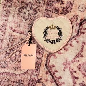 Juicy Couture Pink Heart Wristlet with Crown Emblem